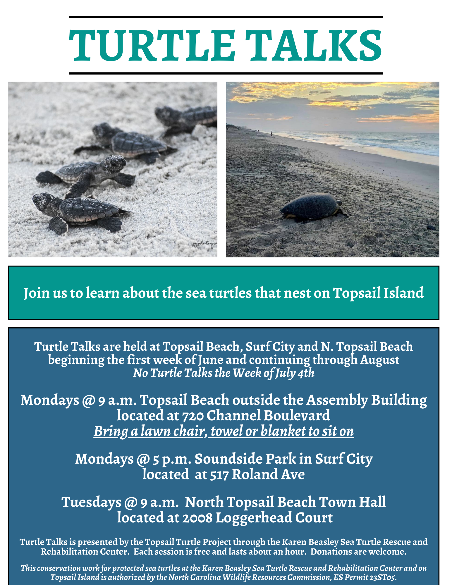 Topsail Turtle Talks 2023 by the Historical Society of Topsail Island