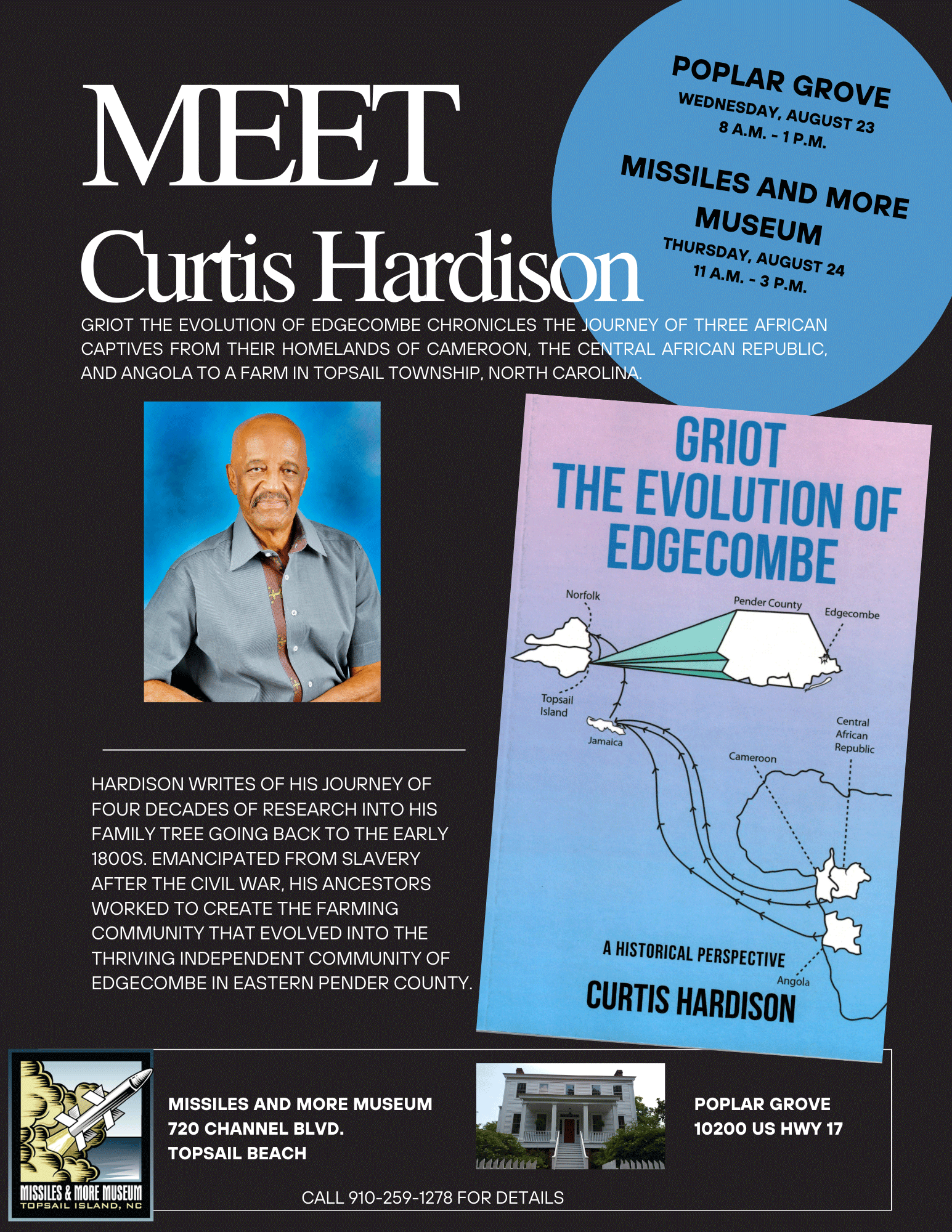 Curtis Hardison Book Signing at the Missiles and More Museum, Topsail Beach, NC