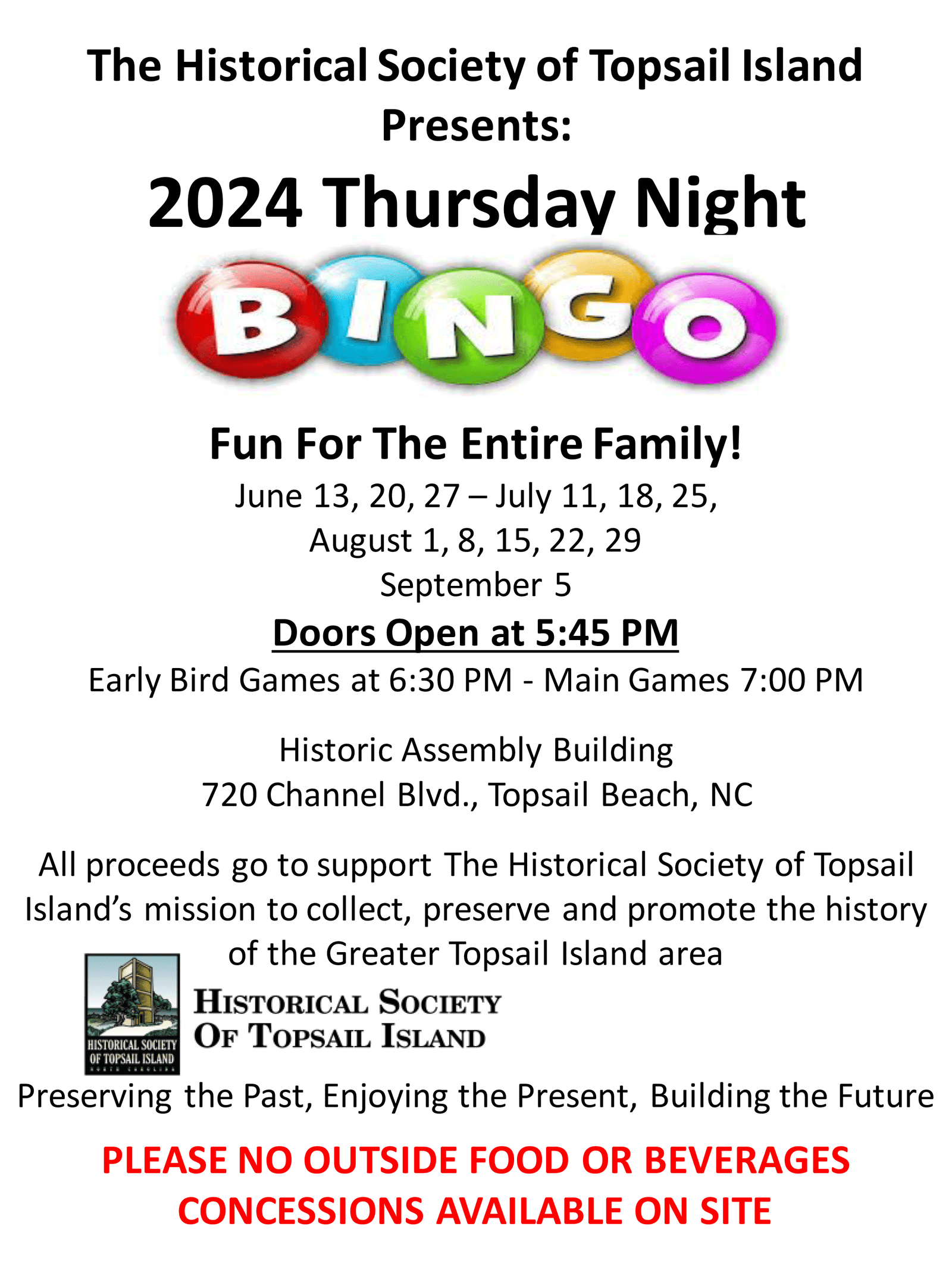Bingo - Historical Society of Topsail Island