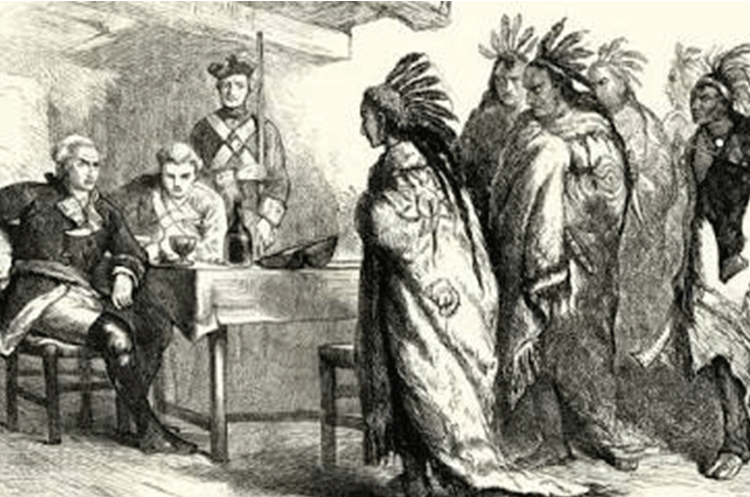 visit-of-chief-pontiac November 13, 2025--Luncheon & Lecture: Image depiction of Chief Pontiac meeting